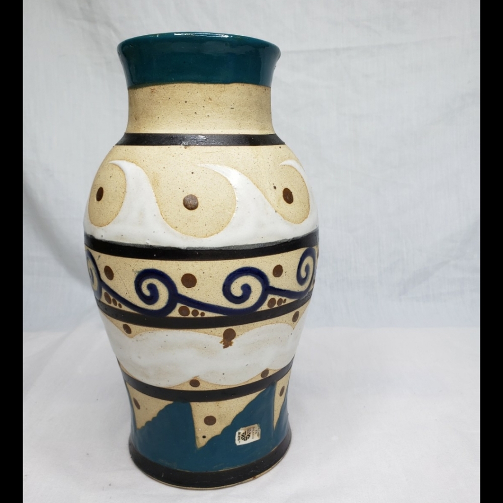 Vintage Tonola Mexico Clay Vase Handmade Signed